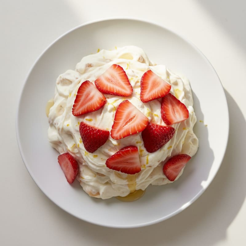 Silky Greek Yogurt Protein Mousse with Sliced Strawberries