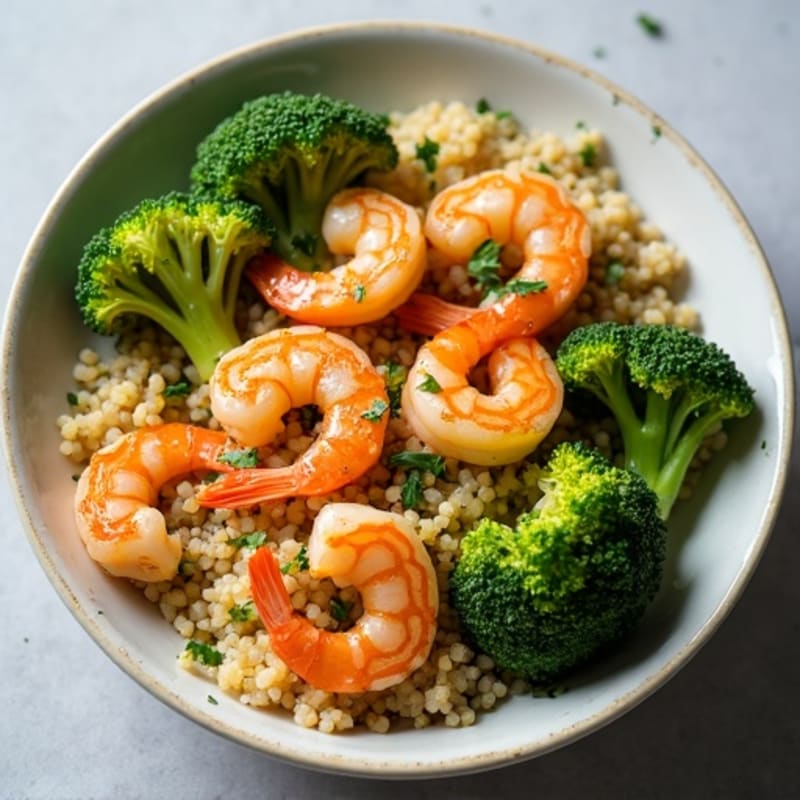 Grilled Shrimp and Quinoa Bowl with Roasted Broccoli