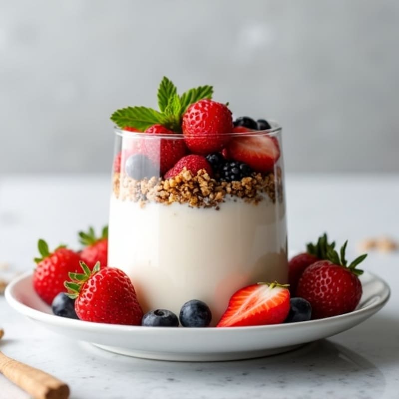 Greek Yogurt Parfait with Protein Granola and Fresh Berries