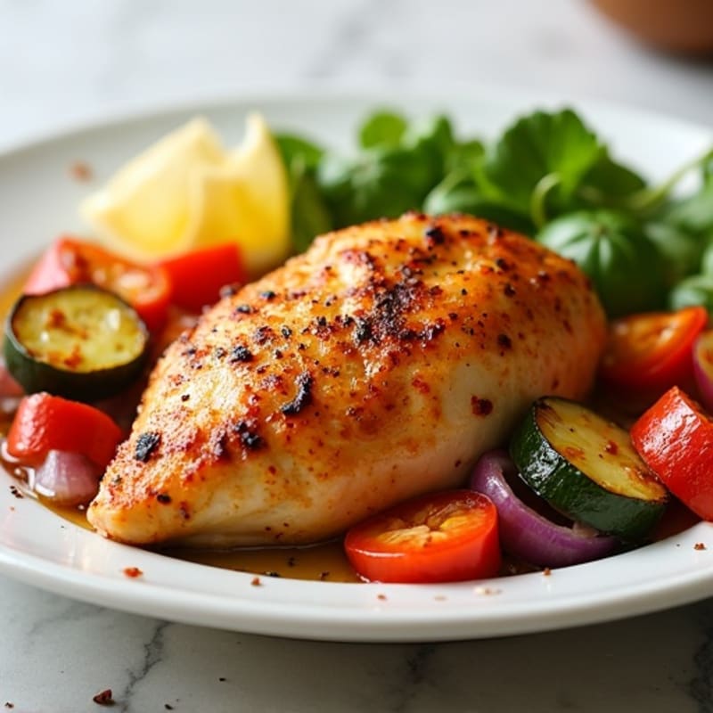 Spiced Lemon-Garlic Roasted Chicken with Crispy Vegetables