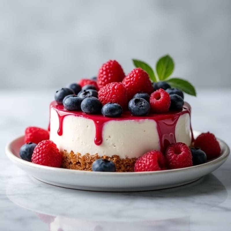 Greek Yogurt Protein Cheesecake with Mixed Berries