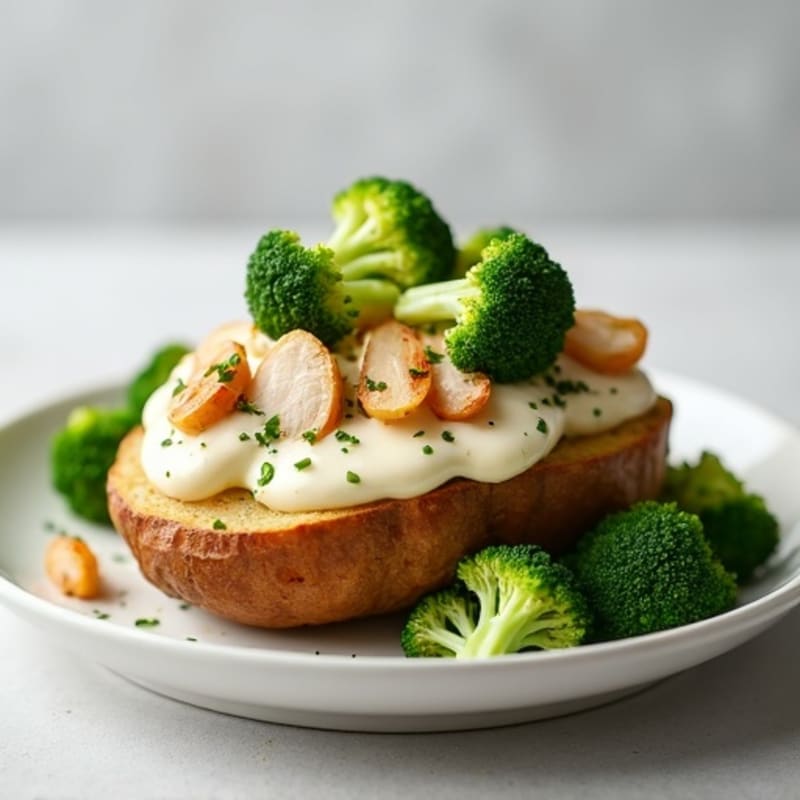 Creamy Chicken and Broccoli Loaded Baked Potato