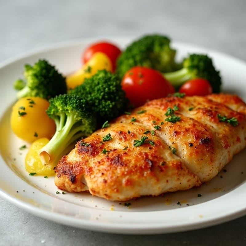 Crispy Lemon-Garlic Roasted Chicken with Tender Broccoli and Bell Peppers