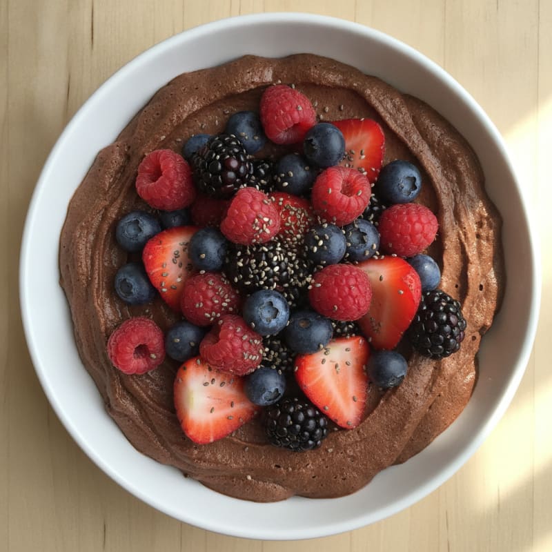 Chocolate Protein Pudding with Mixed Berries