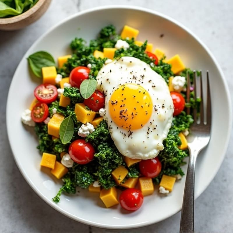 Fluffy Spinach Feta Egg White Scramble