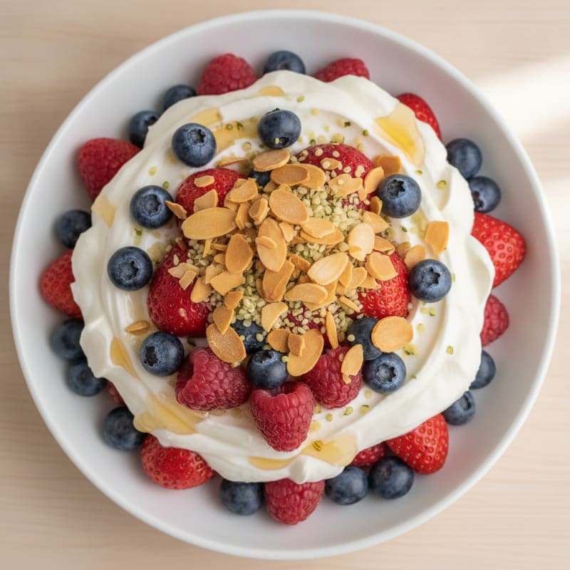Greek Yogurt Protein Parfait with Mixed Berries