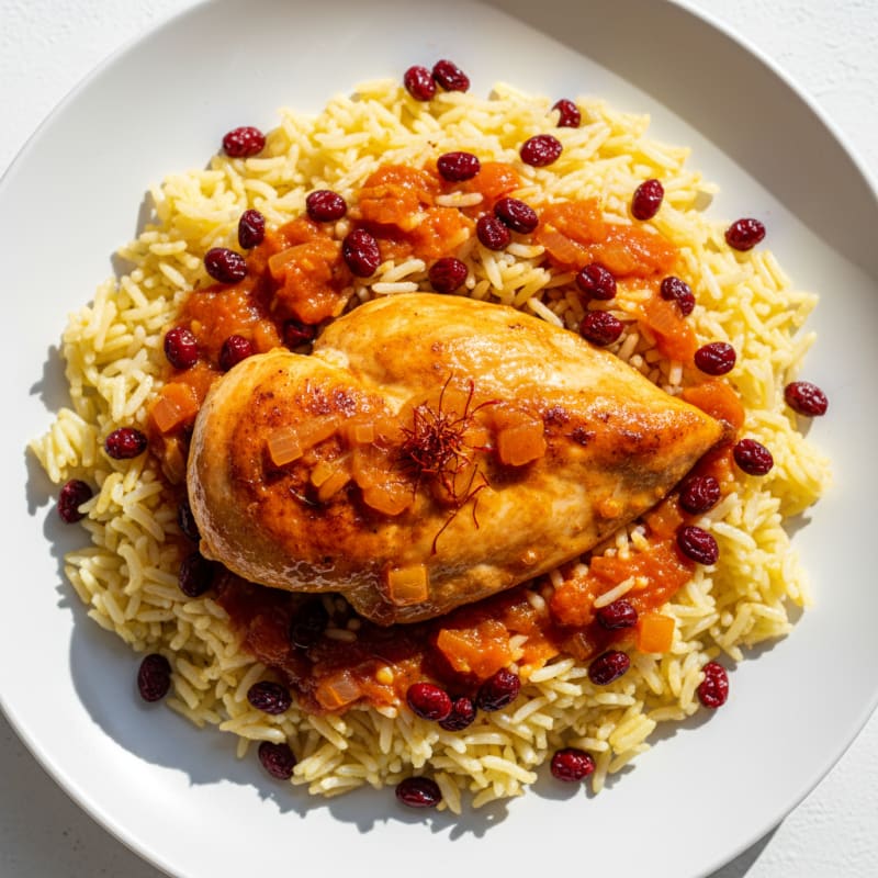 Saffron Chicken and Barberry Rice