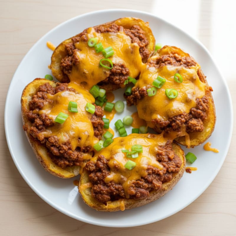 Loaded Chili Cheese Potato Skins