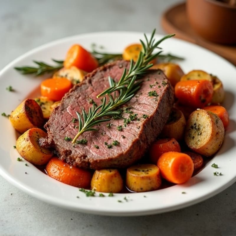Herb-Crusted Tender Pot Roast with Root Vegetables