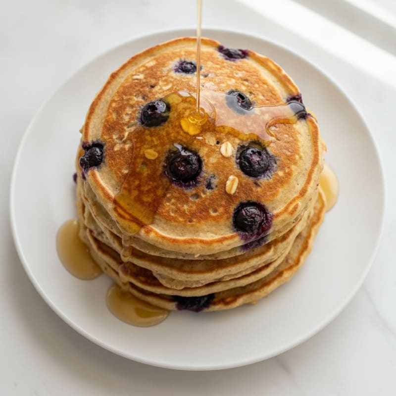 Blueberry Protein Pancakes with Maple Syrup