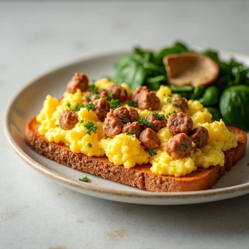 Egg White and Turkey Sausage Scramble with Spinach