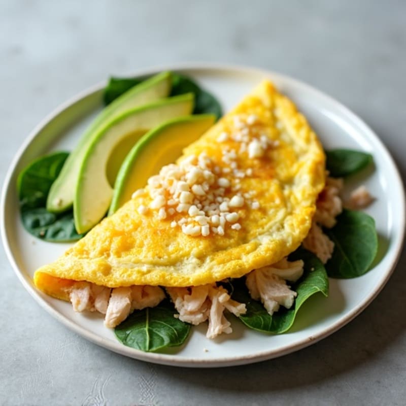 Fluffy Egg White Omelette with Spinach and Turkey