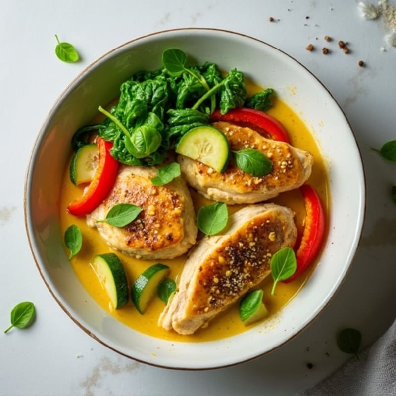 Green Curry Chicken with Creamy Coconut and Fresh Vegetables