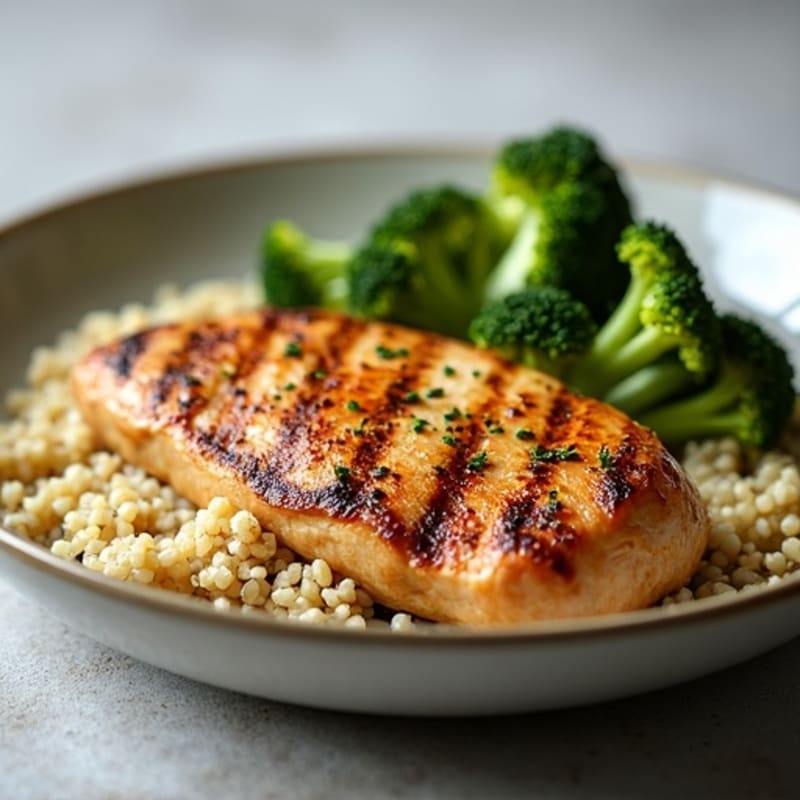 Grilled Turkey Breast with Roasted Broccoli and Quinoa