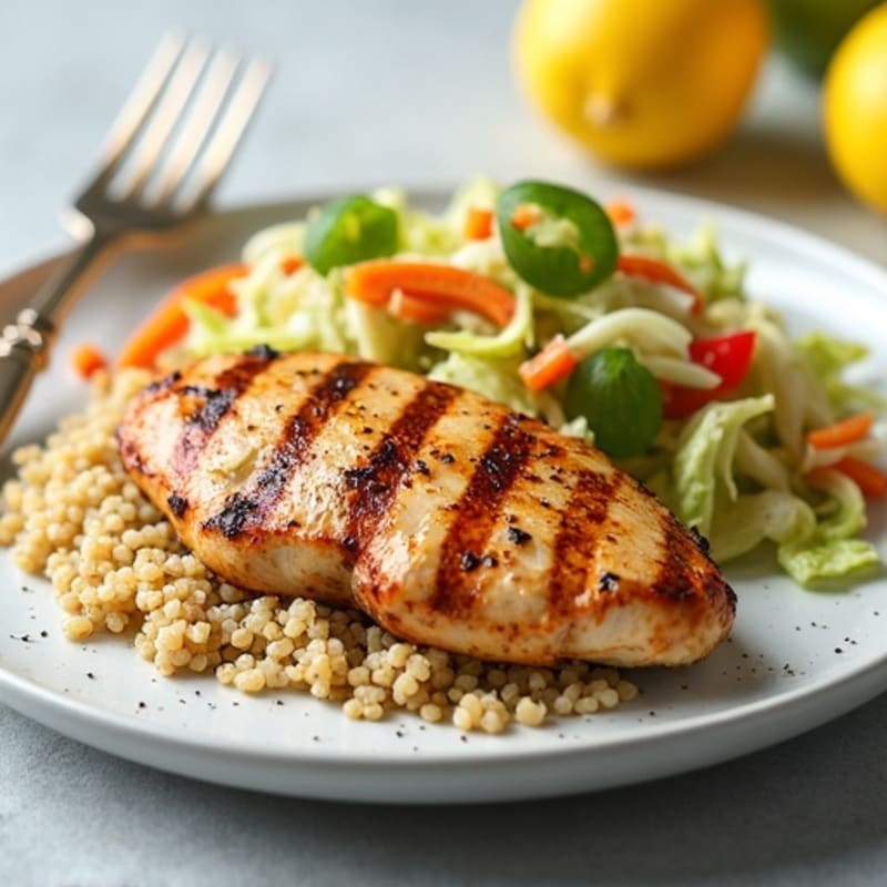 Grilled Chicken Breast with Crunchy Cabbage Slaw