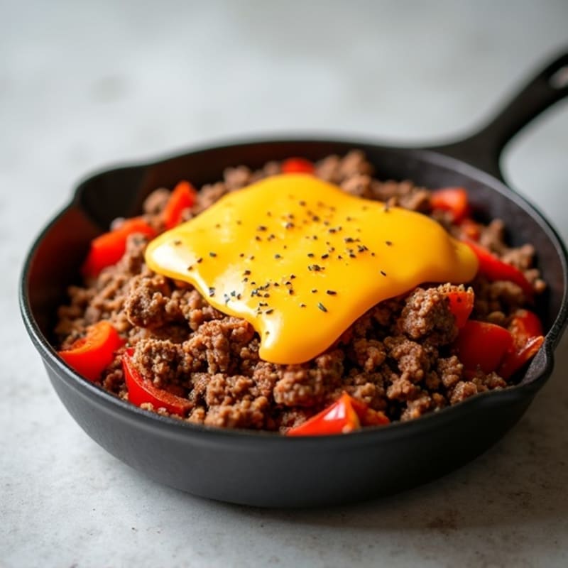 Beef and Bell Pepper Skillet with Creamy Cheese