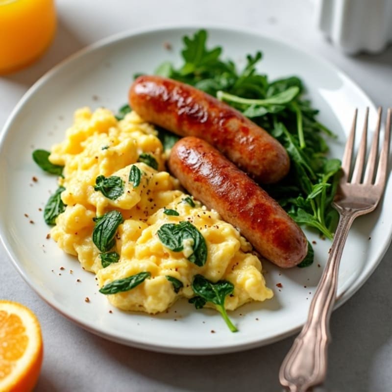 Egg White Scramble with Spinach and Turkey Sausage