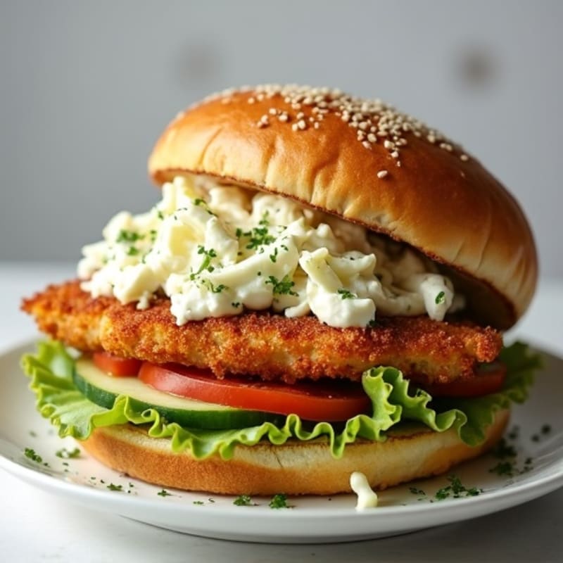 Crispy Baked Chicken Sandwich with Creamy Slaw