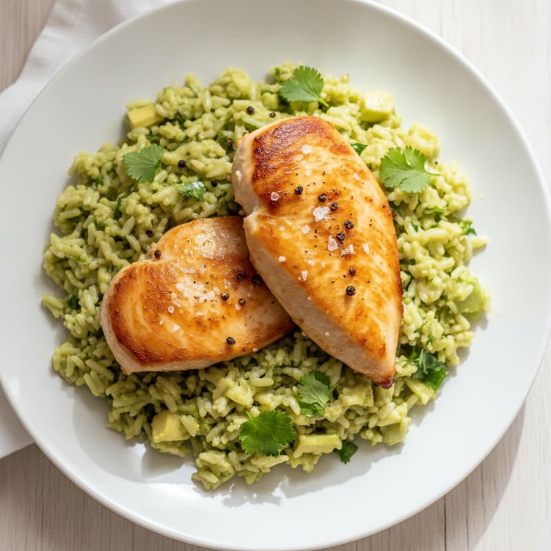 Pan-Seared Chicken with Avocado Rice