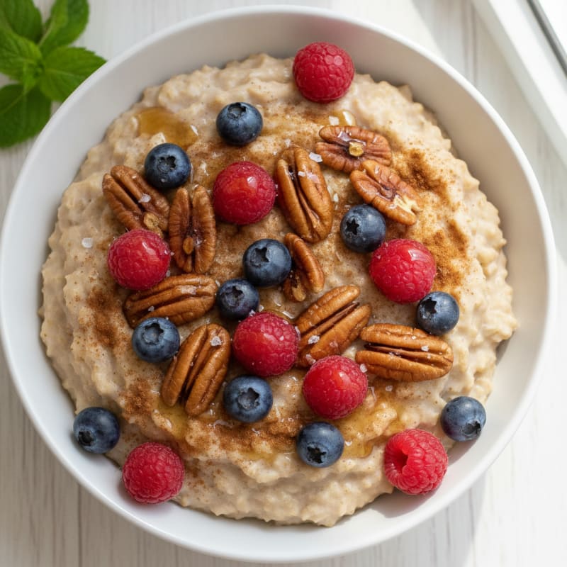 Maple Pecan Oatmeal with Berries