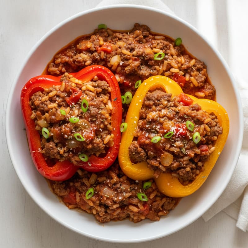 Beef and Rice Stuffed Bell Peppers