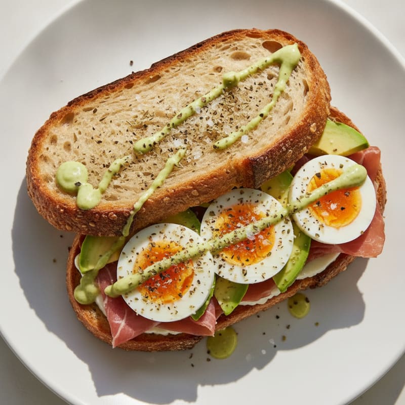 Mediterranean Ham, Egg, and Cheese Sandwich