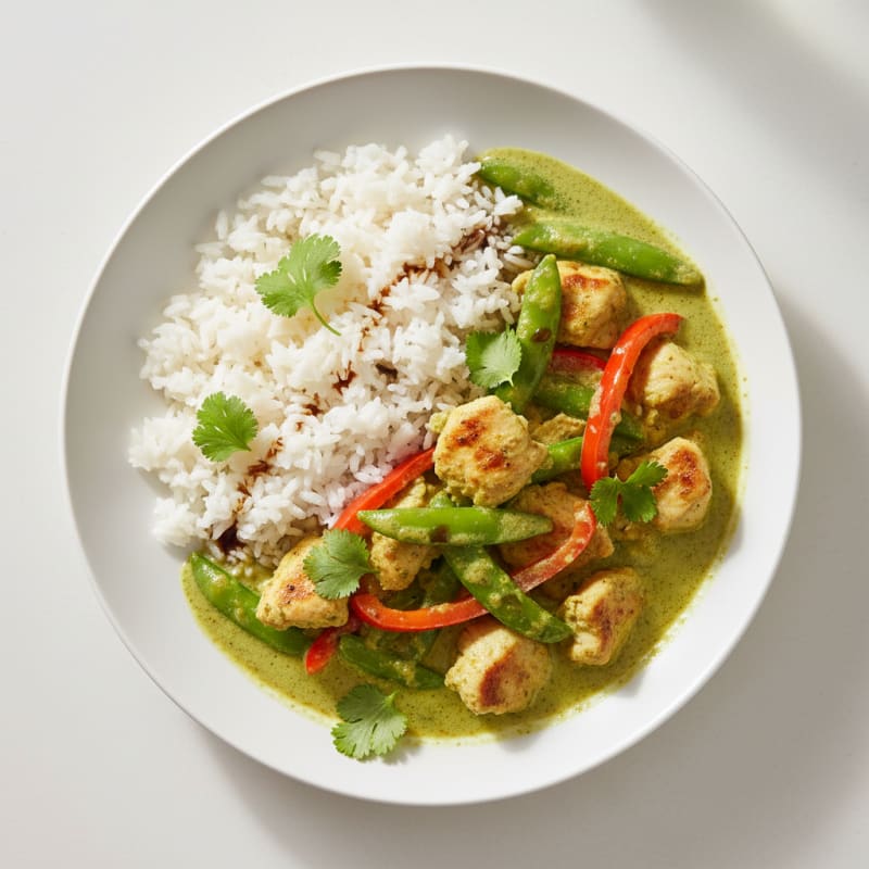 Green Curry Chicken with Coconut Rice