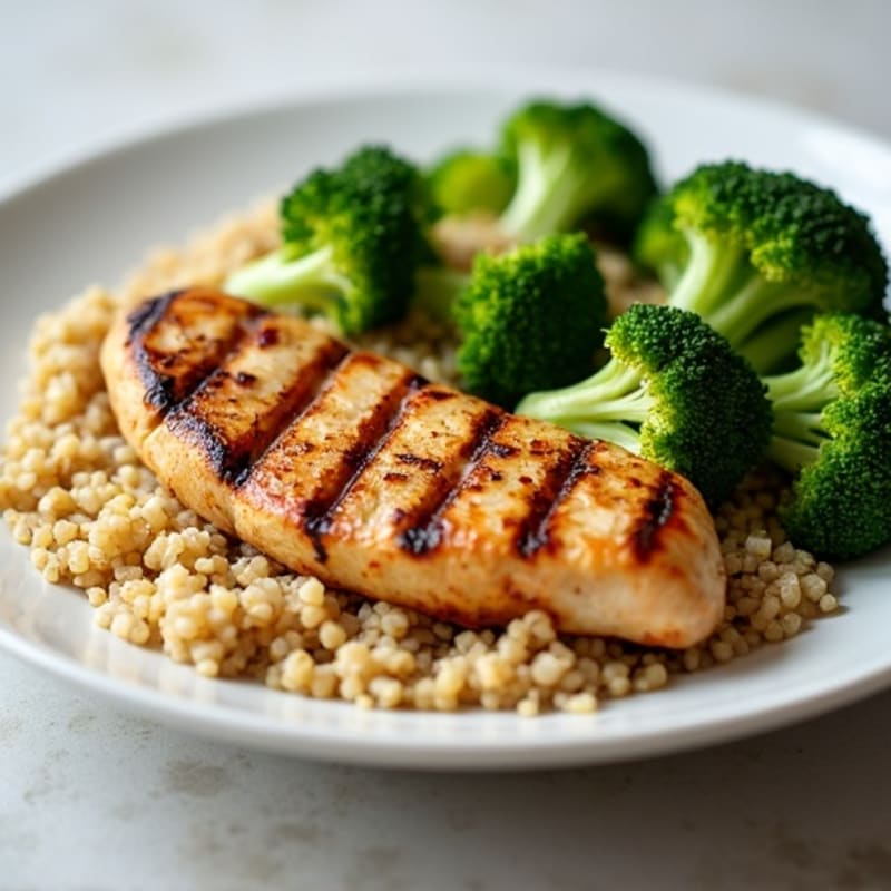 Grilled Chicken Breast with Quinoa and Steamed Broccoli
