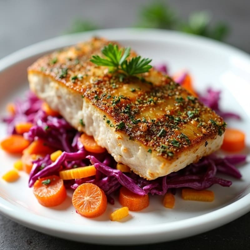 Herb-Crusted Seared Tuna with Citrus Slaw