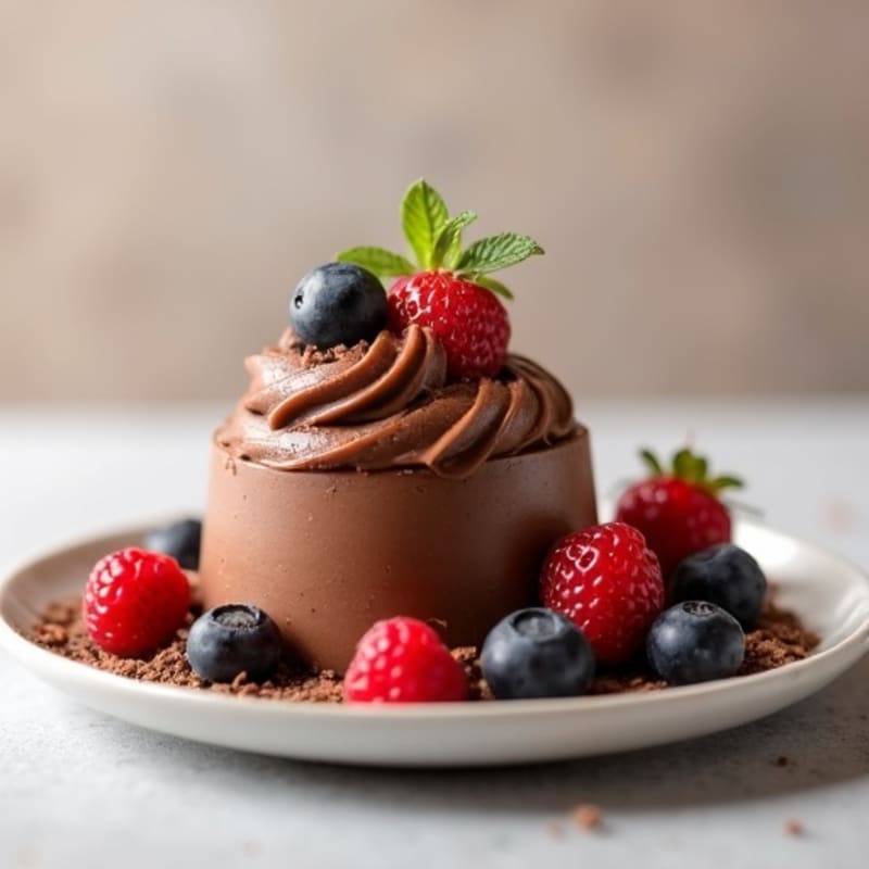 Silky Chocolate Protein Pudding with Mixed Berries