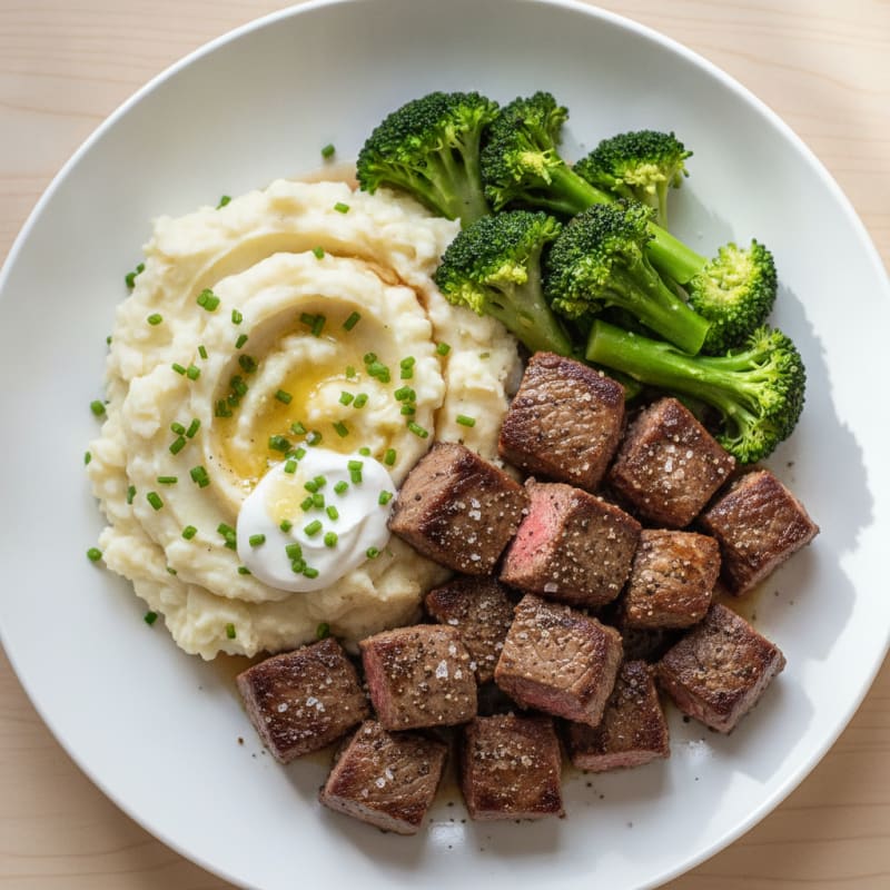 Pan-Seared Steak with Garlic Mashed Potatoes