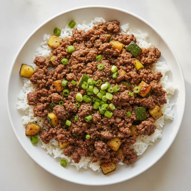 Savory Ground Beef and Rice Bowl
