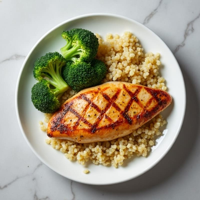 Grilled Chicken Breast with Quinoa and Steamed Broccoli