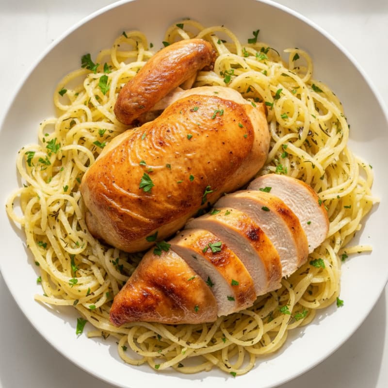 Herb-Roasted Chicken with Spaghetti Squash