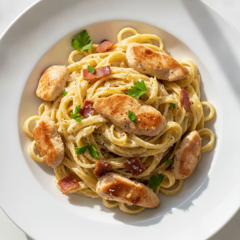 Classic Fettuccine Carbonara with Pancetta