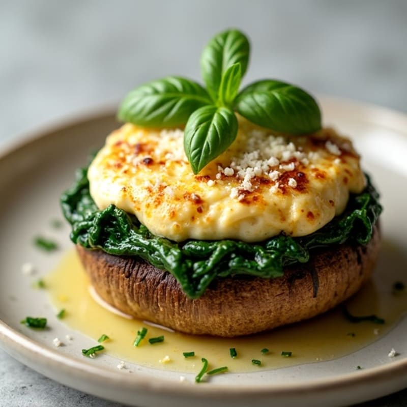 Herb-Ricotta Stuffed Portobello Mushrooms with Spinach