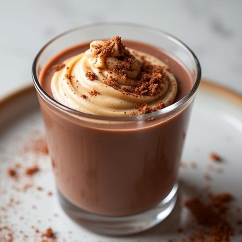 Silky Protein Chocolate Pudding with Almond Butter Swirl