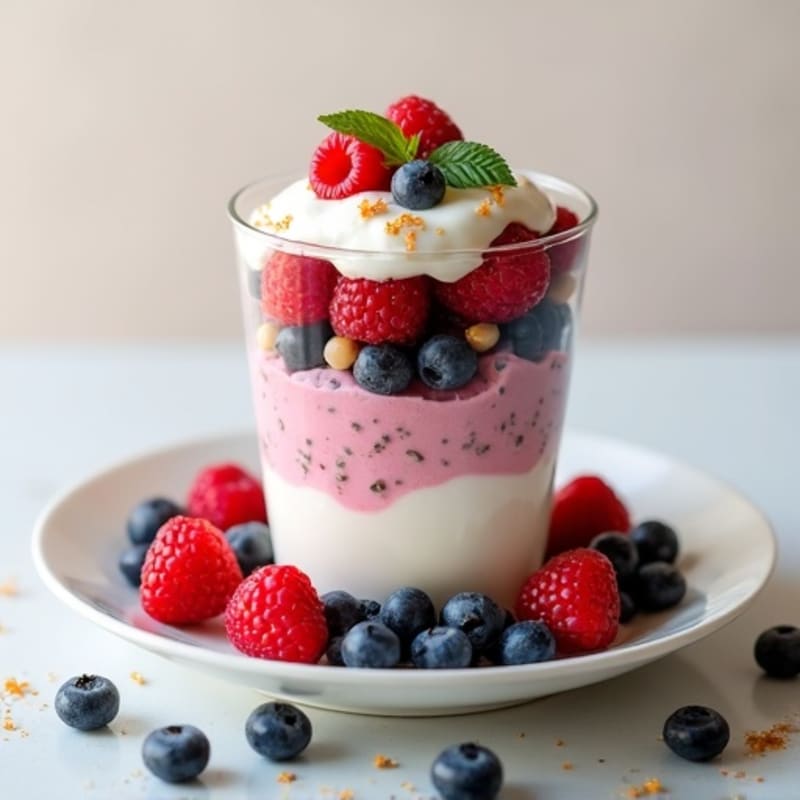 Greek Yogurt Parfait with Mixed Berries and Chia Seeds