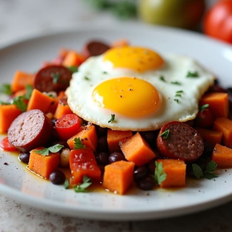 Protein-Packed Sweet Potato Hash with Eggs