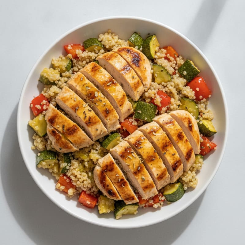 Grilled Chicken and Quinoa Bowl with Roasted Vegetables