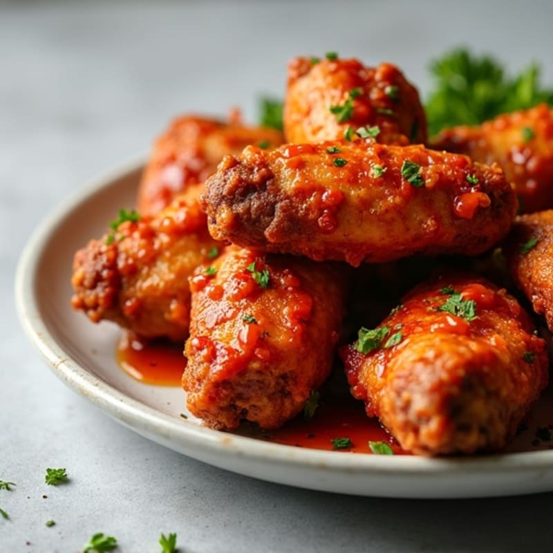Crispy Baked BBQ-Sriracha Chicken Wings