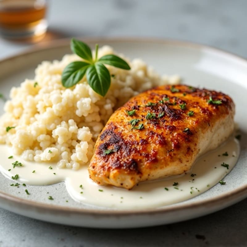 Creamy Yogurt-Spiced Chicken with Cauliflower Rice