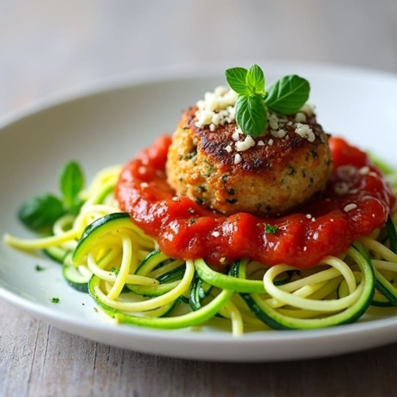 Herb-Crusted Lean Turkey Meatballs with Zucchini Noodles