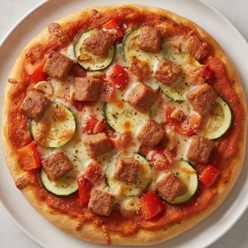 Chicken Sausage Pizza with Roasted Vegetables