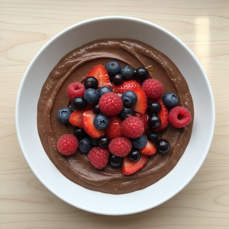 Silky Chocolate Protein Pudding with Mixed Berries