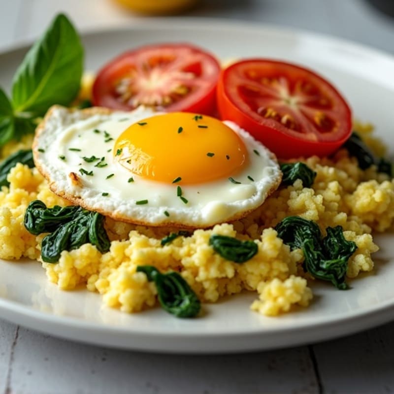 Egg White and Cottage Cheese Scramble with Spinach and Tomatoes