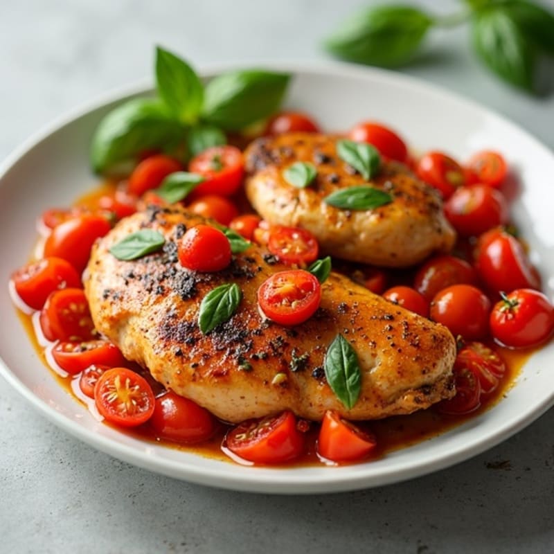 Herb-Braised Chicken with Tomatoes and Bell Peppers