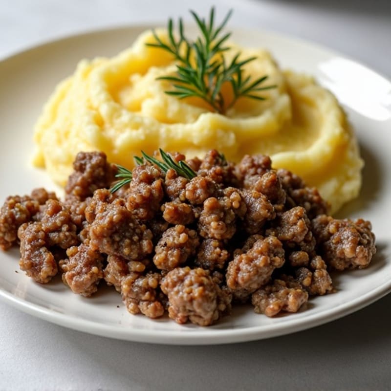 Herb-Seasoned Ground Beef and Roasted Garlic Mashed Potatoes