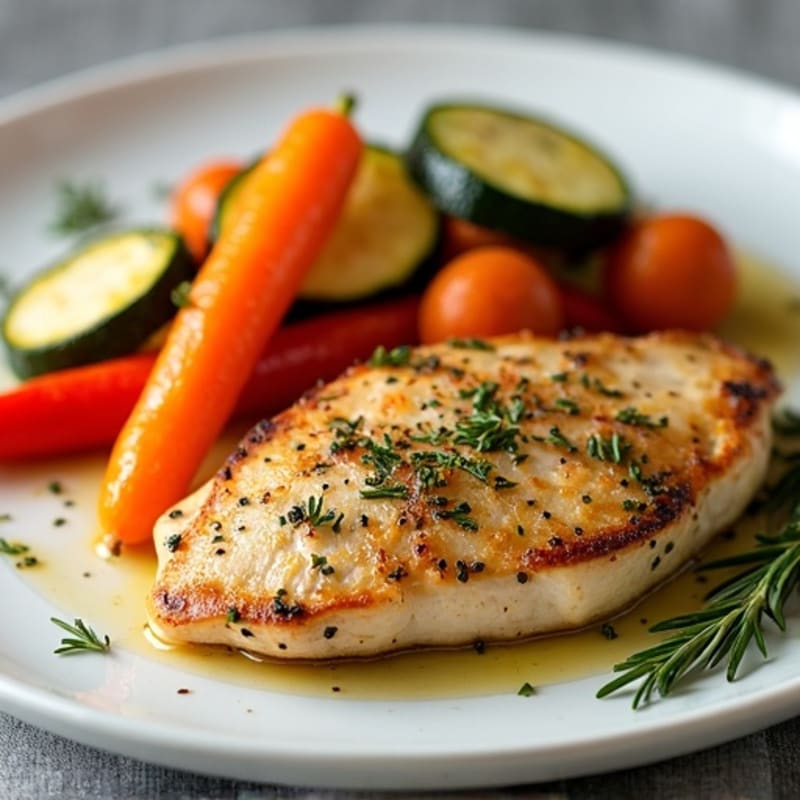 Herb-Crusted Pan Seared Chicken with Roasted Vegetables