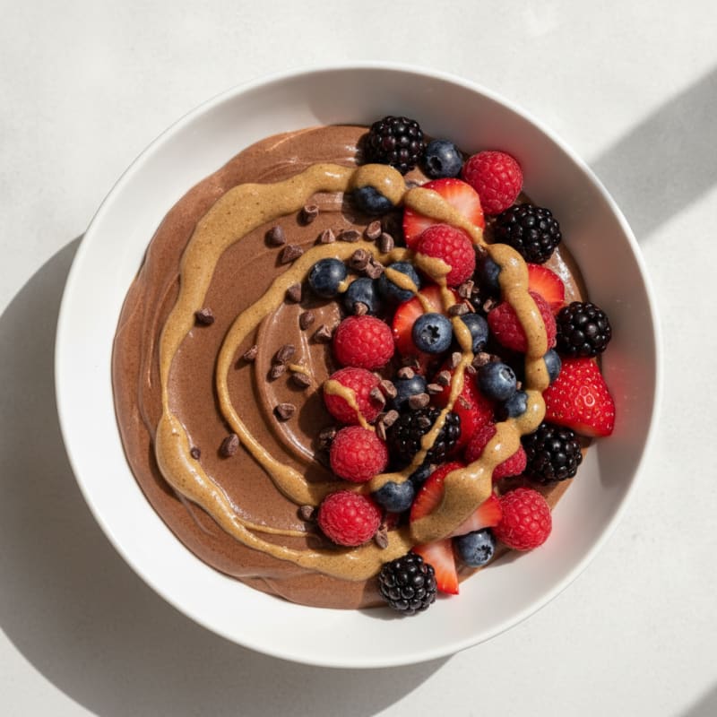 Creamy Chocolate Protein Yogurt with Mixed Berries